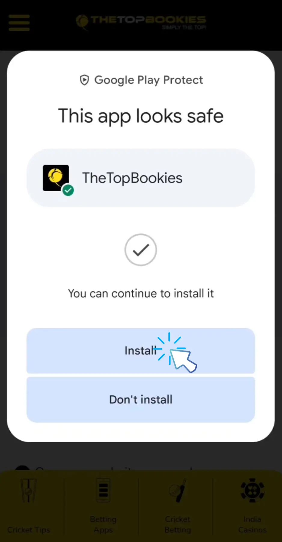 TheTopBookies App is safe, click on INSTALL
